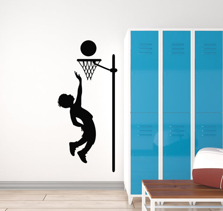 Vinyl Wall Decal Boy Game Sport Ball Basketball Player Stickers Mural (g1410)