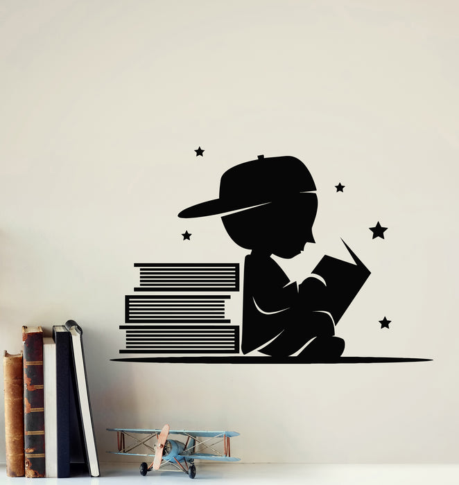 Vinyl Wall Decal Reading Room Boy Books Library Stars Stickers Mural (g5366)