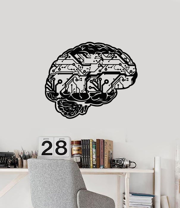 Vinyl Wall Decal Brain Smart Engineer Artificial Intelligence Chip Stickers Mural (g1651)