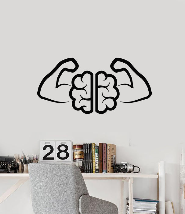 Vinyl Wall Decal Brain Force Muscles Intellect Mind Workspace Inspire Stickers Mural (g492)