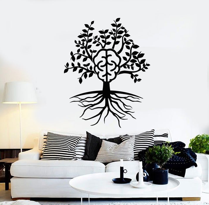 Vinyl Wall Decal Tree Roots Brain Smart Creative Art Idea Stickers Mural (g637)