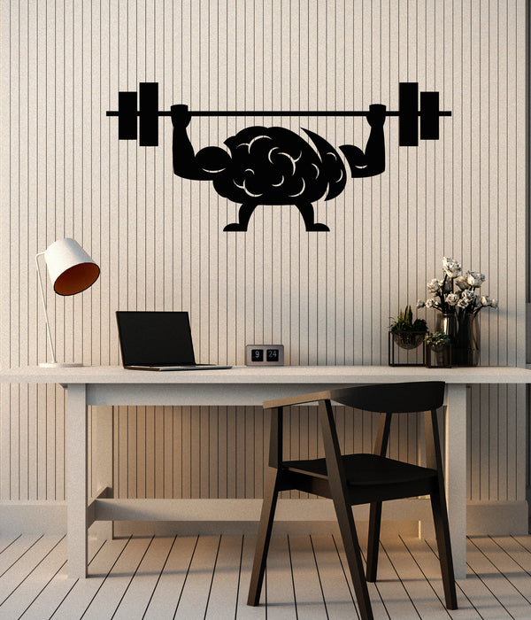 Vinyl Wall Decal Brain Training Mind Barbell Workplace Stickers Mural (g3280)