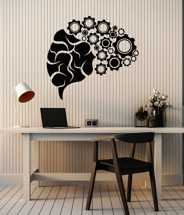Vinyl Wall Decal Brain Work Gears Mechanics Office Decoration Stickers Mural (g7160)
