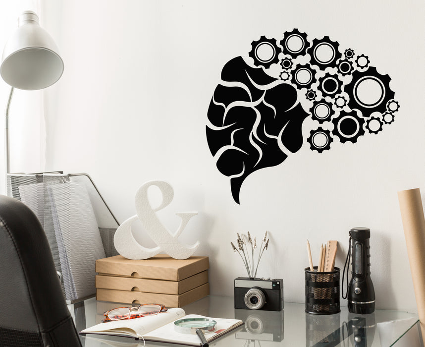Vinyl Wall Decal Brain Work Gears Mechanics Office Decoration Stickers Mural (g7160)