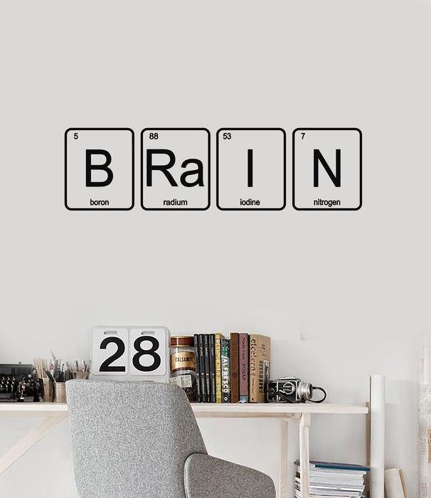 Vinyl Wall Decal Chemical Elements Brain School Study Classroom Stickers Mural (g7716)