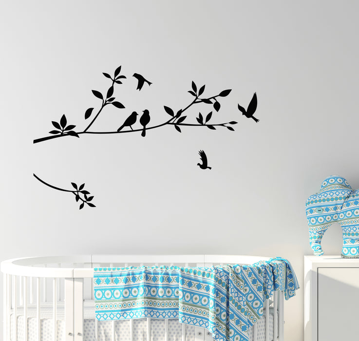 Vinyl Wall Decal Tree Branch Leaves Birds Nature Bedroom Stickers Mural (g5756)