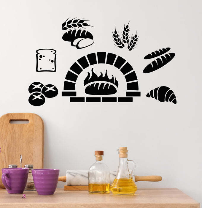 Vinyl Wall Decal Bakery Oven House Fresh Bread Kitchen Stickers Mural (g5563)
