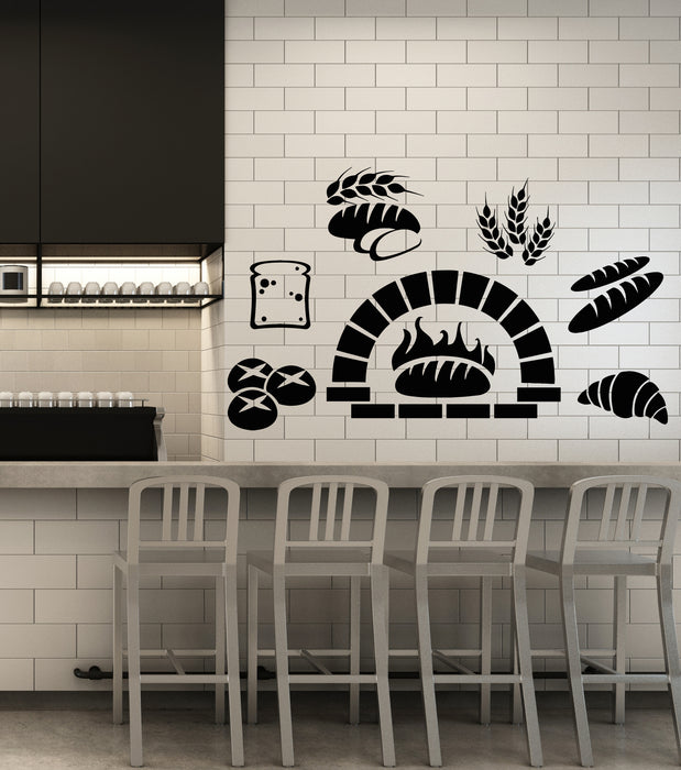 Vinyl Wall Decal Bakery Oven House Fresh Bread Kitchen Stickers Mural (g5563)