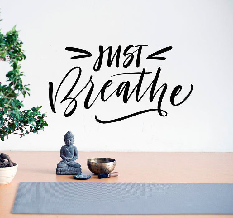 Vinyl Wall Decal Words Just Breathe Letters Yoga Studio Stickers Mural 28.5 in x 16 in gz113