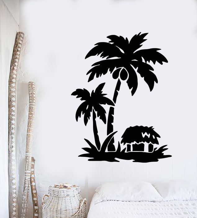 Vinyl Wall Decal Palm Tropical Beach House Vacation Travel Stickers Mural (g395)