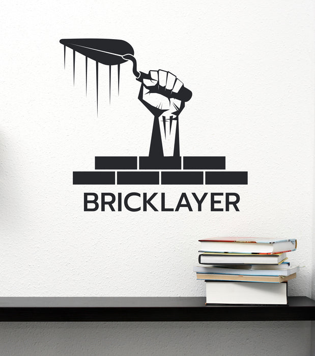Bricklayer Wall Vinyl Decal Lettering Bricks Putty Knife Hand Stickers Mural (k281)