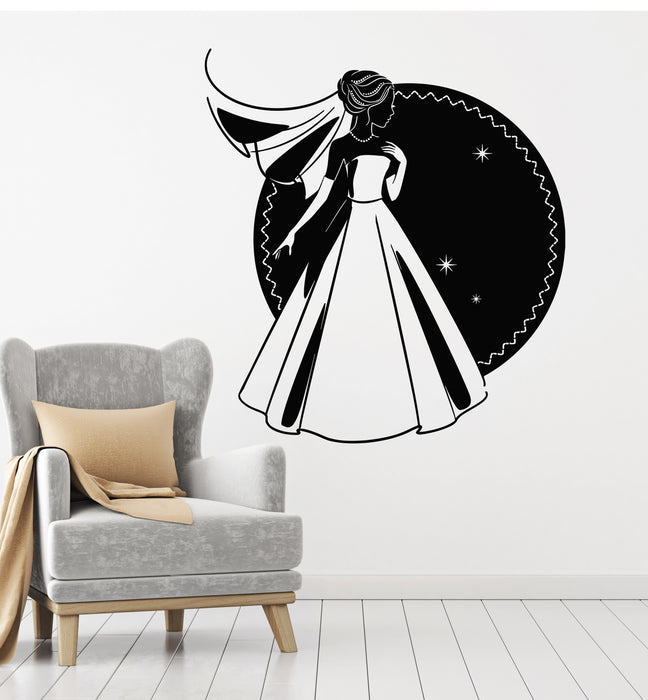 Vinyl Wall Decal Marriage Fashion Lady Wedding Dress Bridal Shop Stickers Mural (g1521)