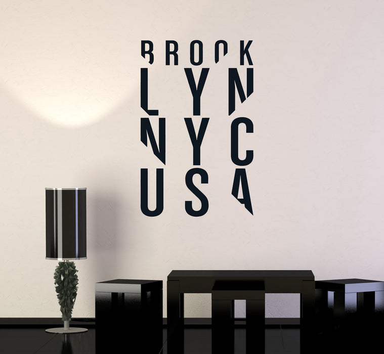 Vinyl Wall Decal Brooklyn NYC New York Lettering USA Urban Art Stickers Mural (ig5252)