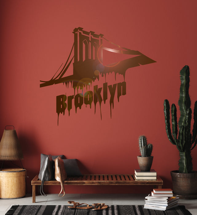 Vinyl Wall Decal Brooklyn Bridge New York Stickers Mural Unique Gift (ig3870)