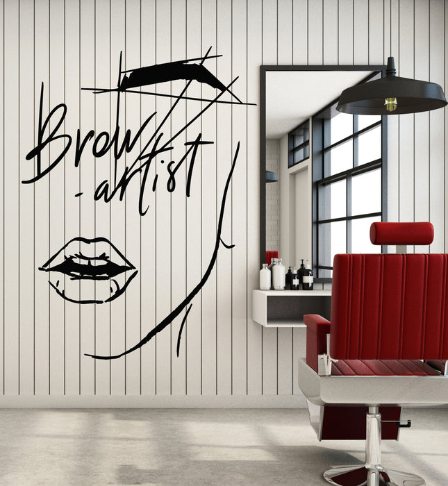Vinyl Wall Decal Abstract Girl Face Eyelashes Makeup Brow Artist Stickers Mural (g2464)