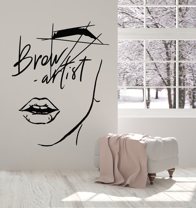 Vinyl Wall Decal Abstract Girl Face Eyelashes Makeup Brow Artist Stickers Mural (g2464)