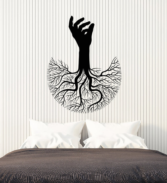 Vinyl Wall Decal Abstract Tree Of Life Hand Branch Roots Stickers (2996ig)