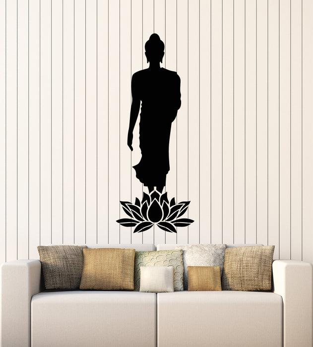 Vinyl Wall Decal Buddha Meditation Yoga Lotus Flower Buddhism Stickers Mural (g2470)