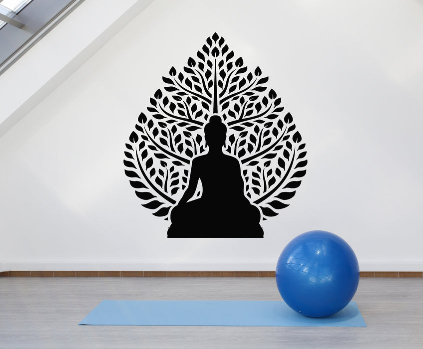 Vinyl Wall Decal Buddhism Zen Yoga Tree Meditation Relaxation Stickers Mural (g2379)