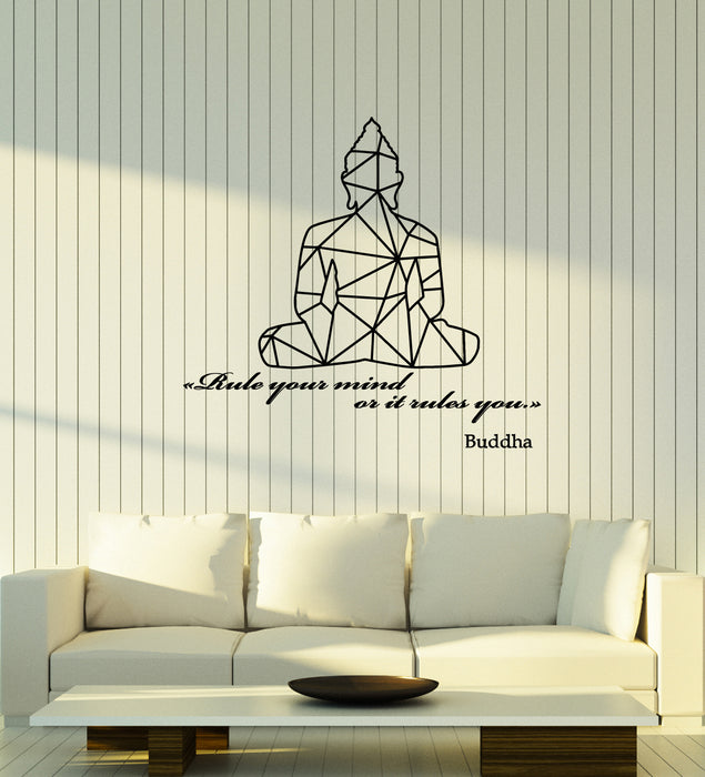 Vinyl Wall Decal Polygonal Buddha Buddhist Quote Yoga Studio Stickers Mural (g3378)