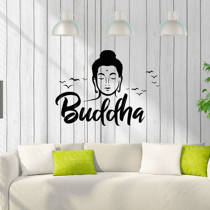 Vinyl Wall Decal Buddha Head Religion Buddhism Yoga Studio Stickers Mural (g8438)