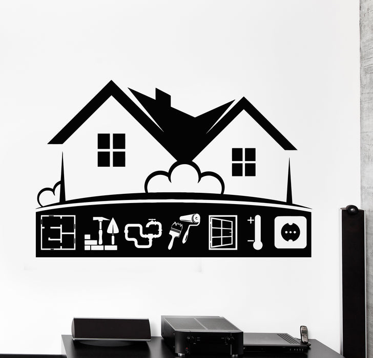 Vinyl Wall Decal Home Construction Technics Working Handyman Service Stickers Mural (g6588)