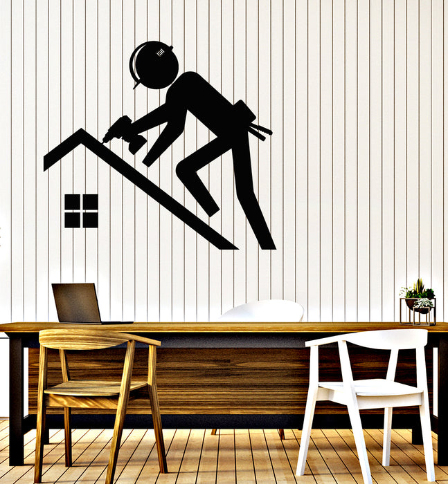 Vinyl Wall Decal Construction Worker Building House Decor Stickers Mural (g6677)