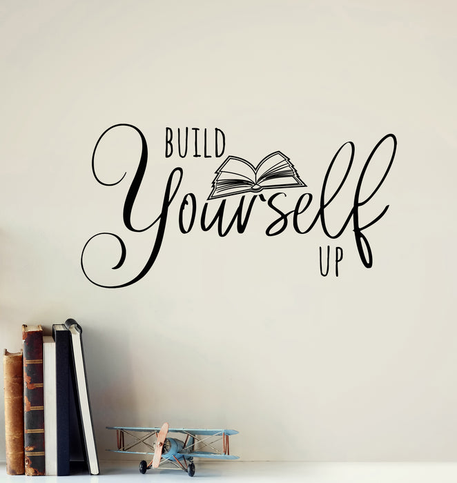 Vinyl Wall Decal Build Yourself Inspire Phrase Open Book Stickers Mural (g8019)