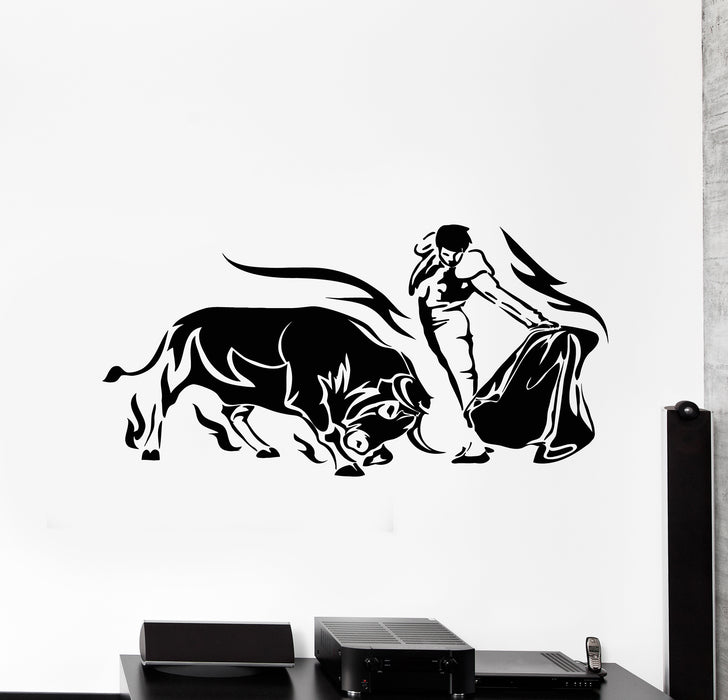 Vinyl Wall Decal Matador Bull Animal Spanish Corrida Stickers Mural (g2616)