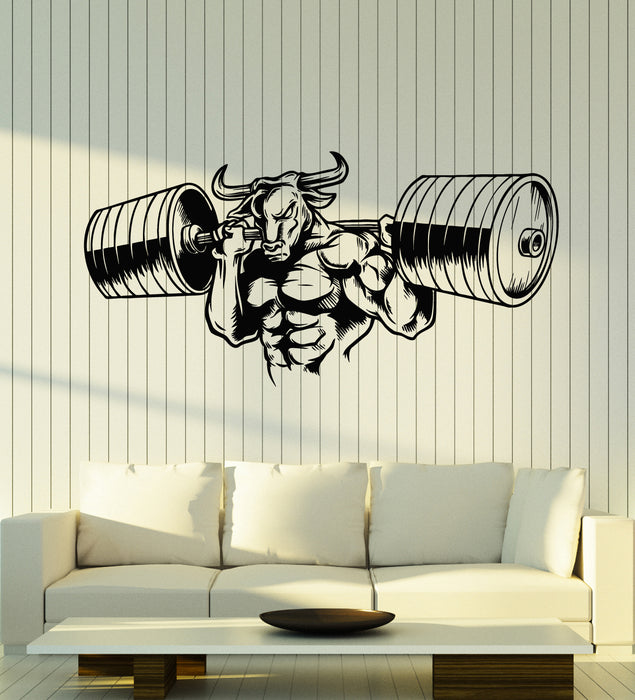 Vinyl Wall Decal Motivation Bull Fitness Beast Iron Sports Gym Stickers Mural (g6705)