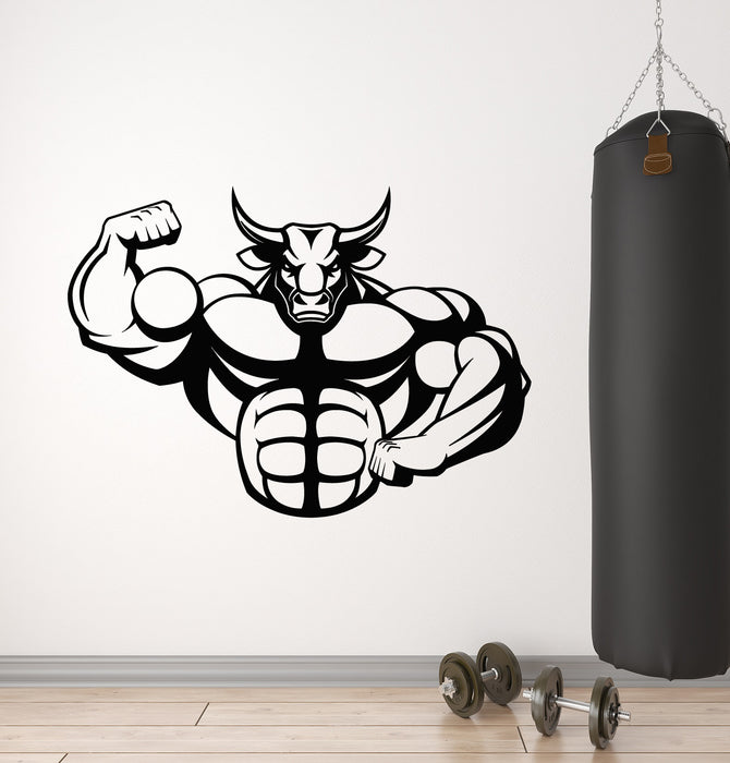 Vinyl Wall Decal Bull Aggression Fitness Beast Strength Sports Gym Stickers Mural (g2843)