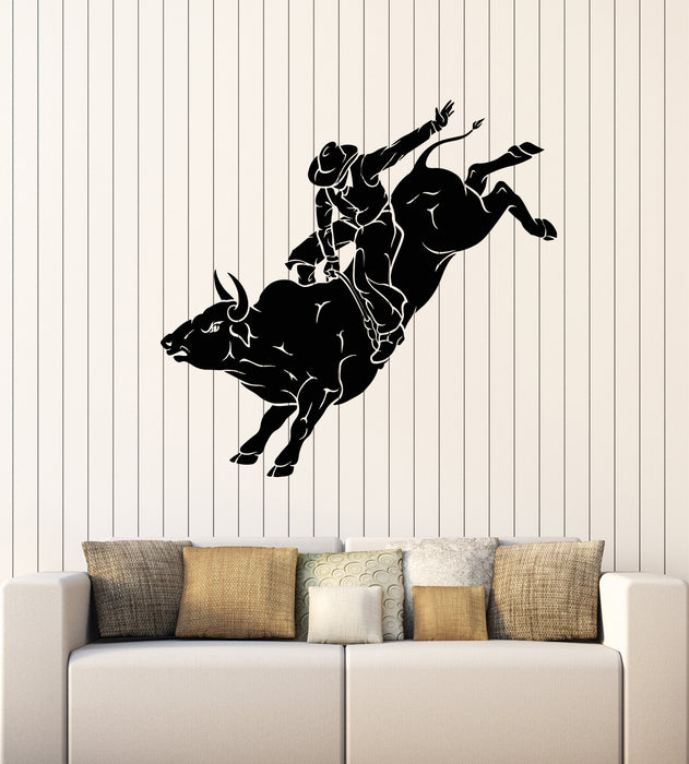 Vinyl Wall Decal Bullfight Animal Rodeo Bull Cowboy Matador Corrida Stickers Mural (g4062)