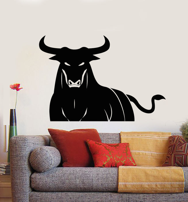 Vinyl Wall Decal Angry Bull Horns Rodeo Ranch Animal Predator Stickers Mural (g5375)