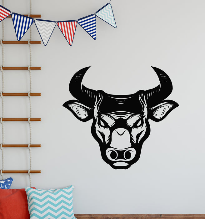 Vinyl Wall Decal Bull Head Horns Rodeo Animal Fighting Stickers Mural (g5915)