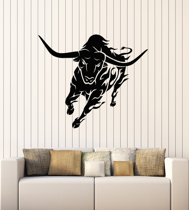 Vinyl Wall Decal Bull Horns Rodeo Ranch Angry Animal Decor Stickers Mural (g7464)