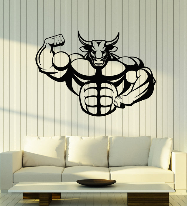 Vinyl Wall Decal Bull Aggression Fitness Beast Strength Sports Gym Stickers Mural (g2843)