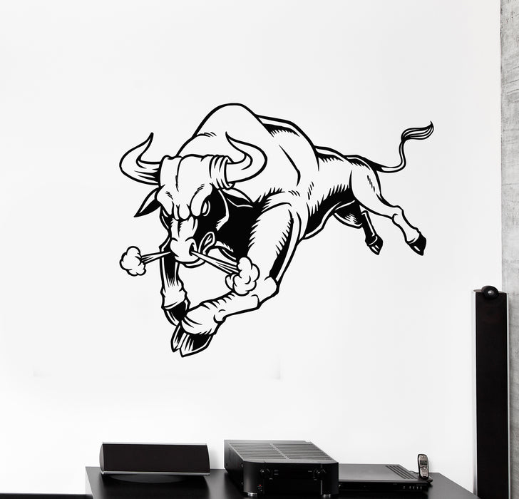 Vinyl Wall Decal Angry Bull Bullfight Animal Spain Tribal Stickers Mural (g3167)