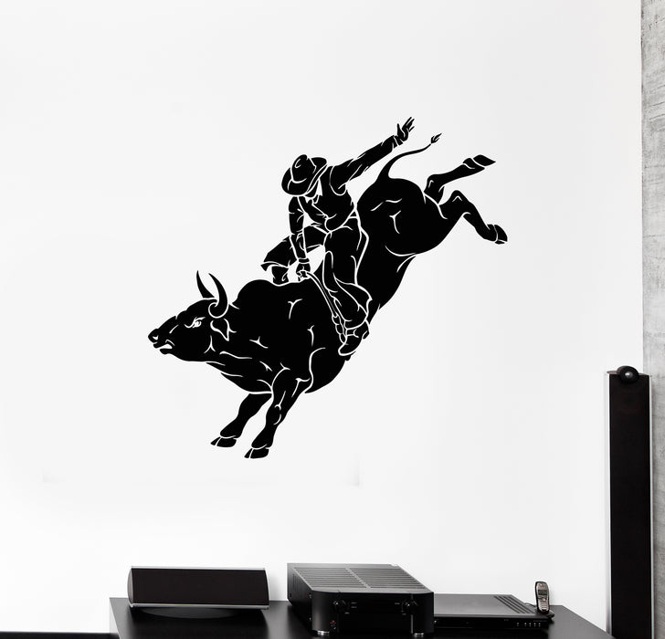 Vinyl Wall Decal Bullfight Animal Rodeo Bull Cowboy Matador Corrida Stickers Mural (g4062)