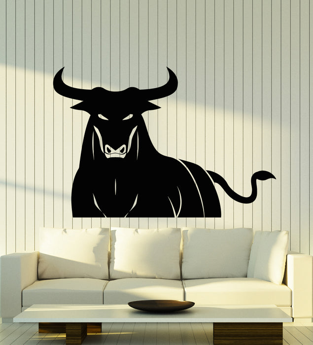 Vinyl Wall Decal Angry Bull Horns Rodeo Ranch Animal Predator Stickers Mural (g5375)