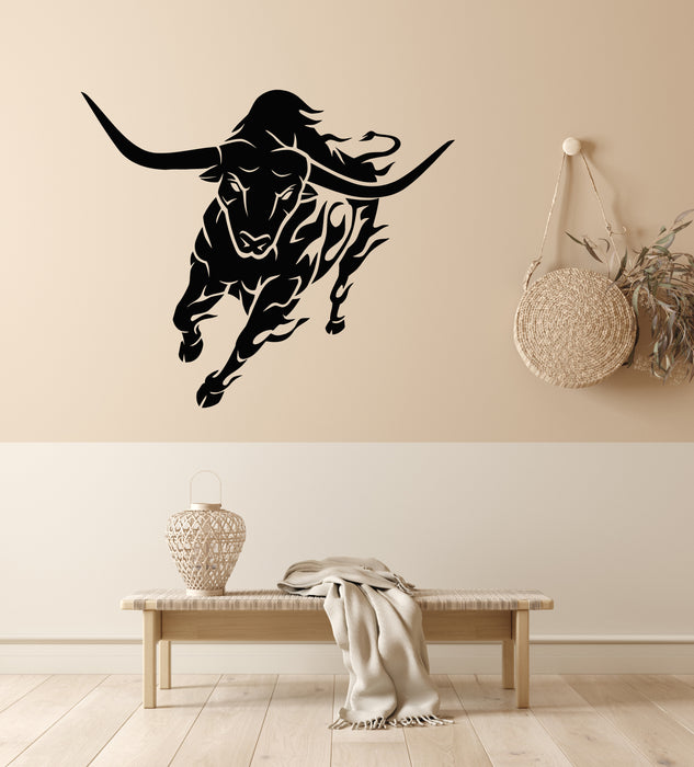 Vinyl Wall Decal Bull Horns Rodeo Ranch Angry Animal Decor Stickers Mural (g7464)