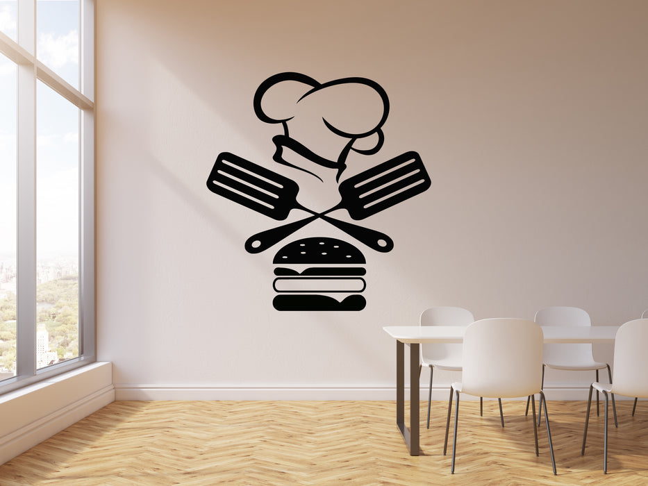 Vinyl Wall Decal Fast Food Restaurant Burger Cap Dining Kitchen Stickers Mural (g864)
