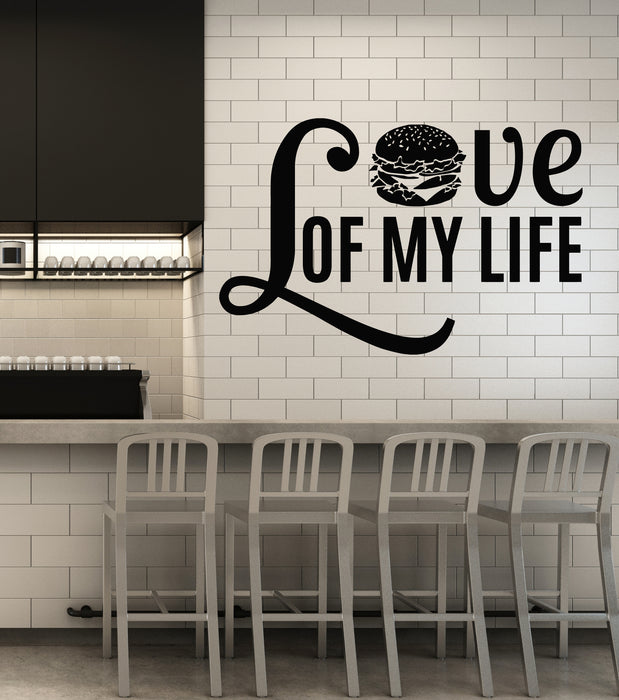 Vinyl Wall Decal Phrase Love Burger Fast Food Cafe Restaurant Stickers Mural (g2507)