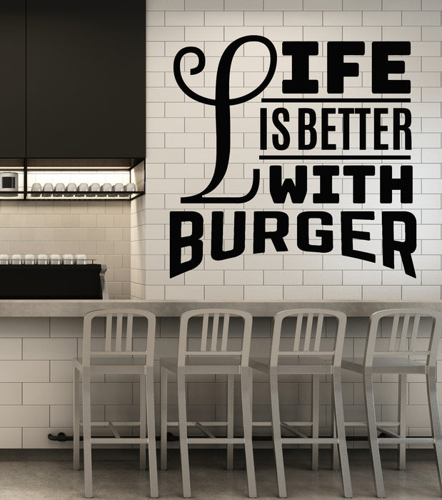 Vinyl Wall Decal Burger Fast Food Restaurant Quote Words Stickers Mural (g3128)