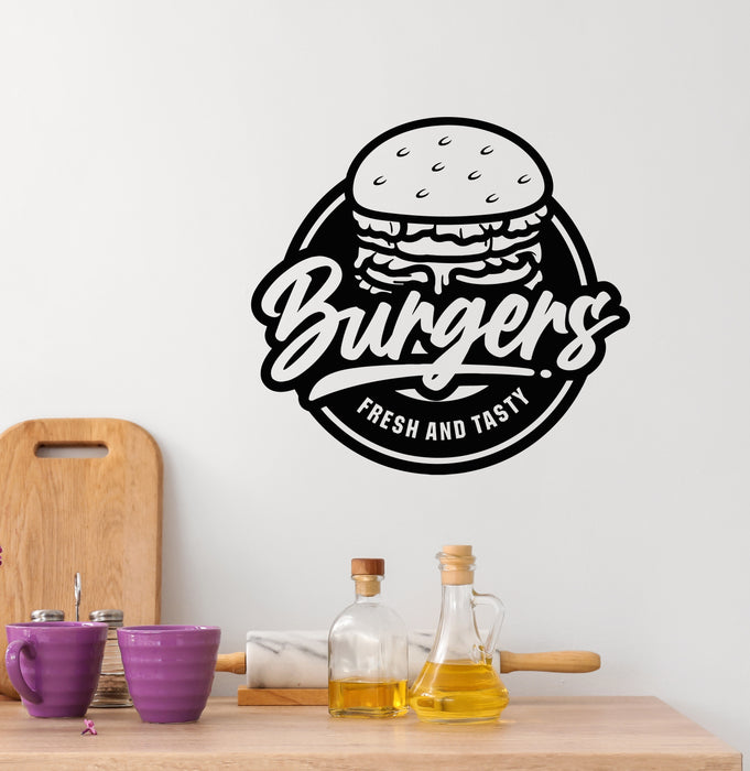 Vinyl Wall Decal Fresh Tasty Burger Fast Food Cafe Restaurant Stickers Mural (g6246)