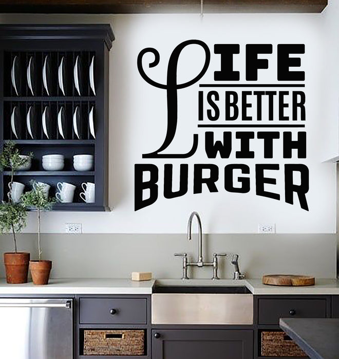 Vinyl Wall Decal Burger Fast Food Restaurant Quote Words Stickers Mural (g3128)