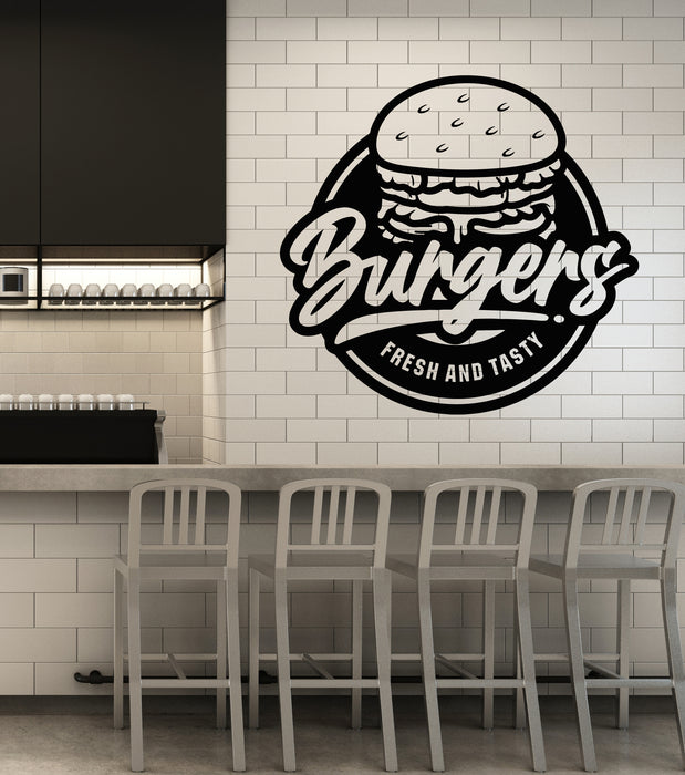 Vinyl Wall Decal Fresh Tasty Burger Fast Food Cafe Restaurant Stickers Mural (g6246)