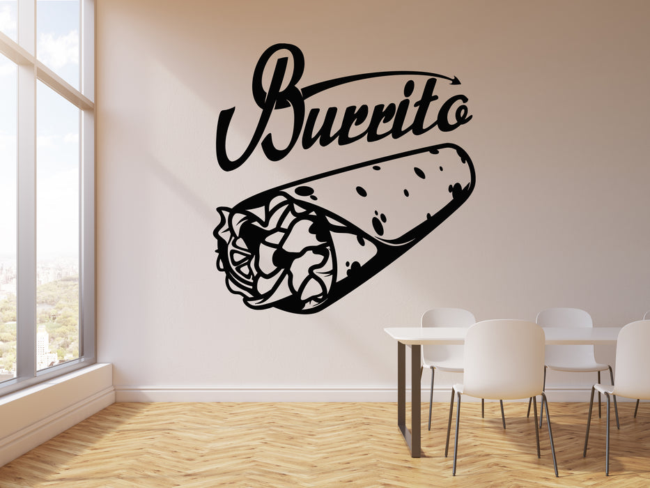 Vinyl Wall Decal Burrito Cafe Cuisine Hot Tasty Mexican Food Stickers Mural (g2933)
