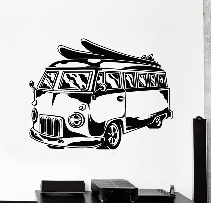 Vinyl Wall Decal Van Hippie Car Bus Mobile Surfing Beach Vacation Stickers Mural (g1903)