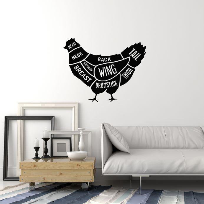Vinyl Wall Decal Butcher Shop Chicken Cut of Meat Interior Stickers Mural (ig5815)