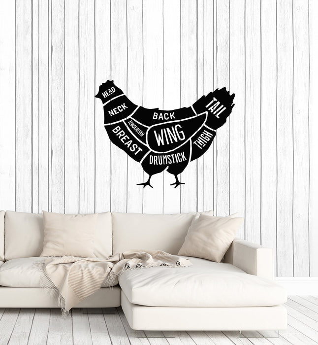 Sticker Chicken Cut Vinyl Wall Decal Butcher Shop Chicken Cut of Meat Interior Stickers Mu ...